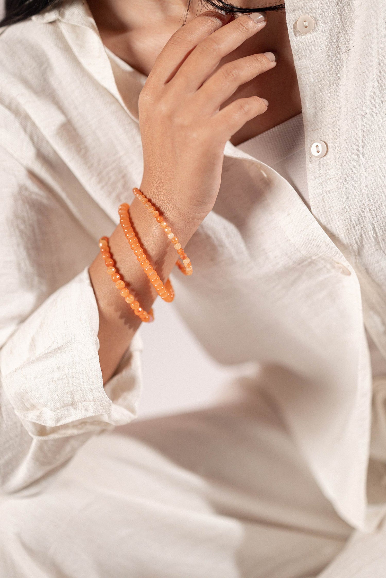 Handmade sunset crystal stack bracelet