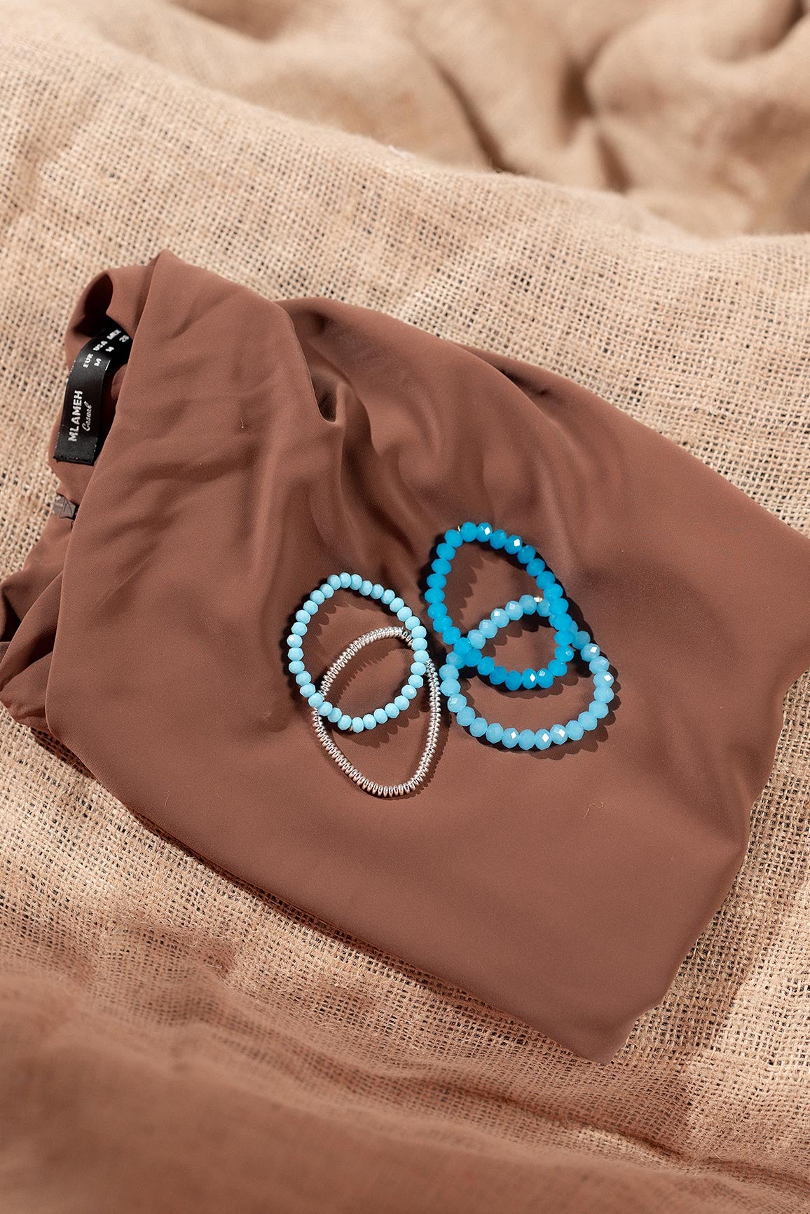 Handmade Aqua & silver crystal stack bracelet