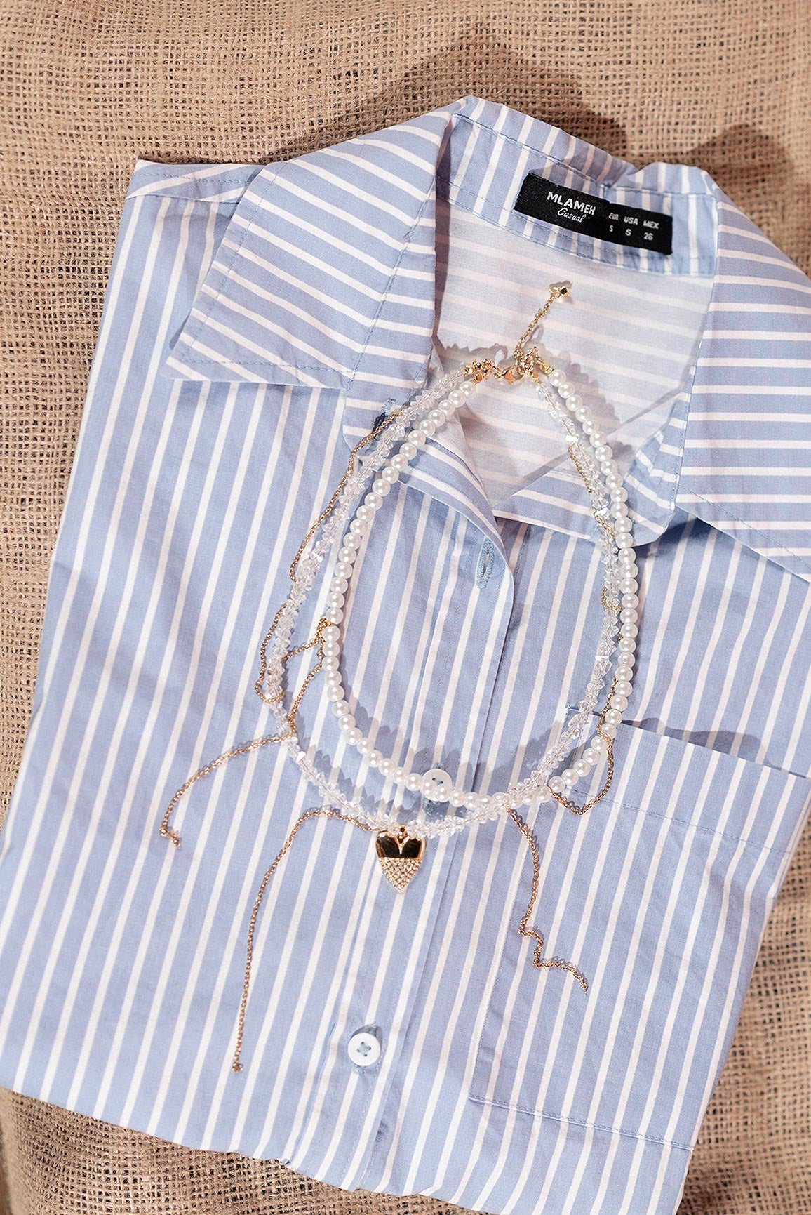 Handmade crystal & pearl layer necklace with gold detail