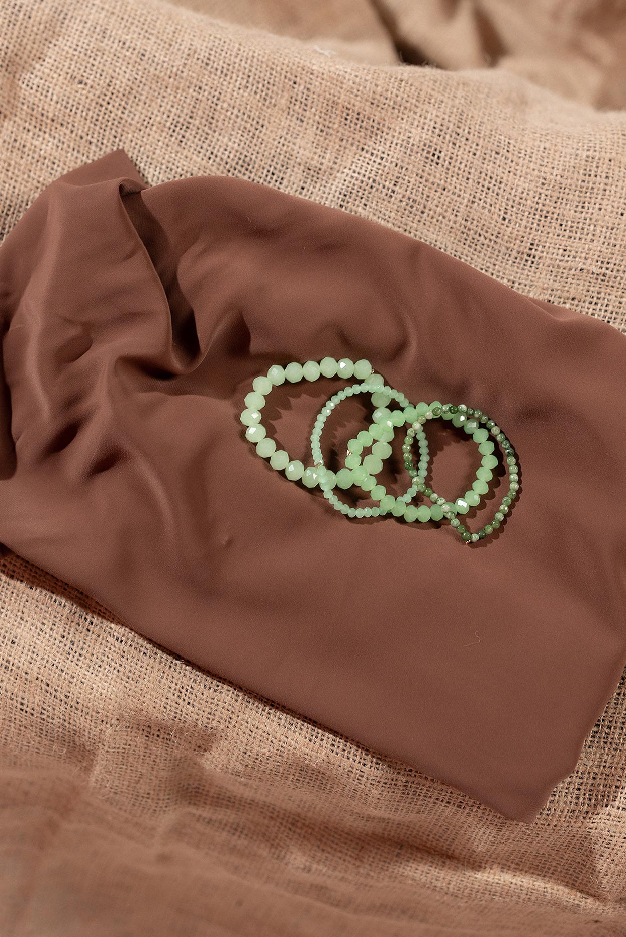 Handmade mint & shades of green crystal stack bracelet