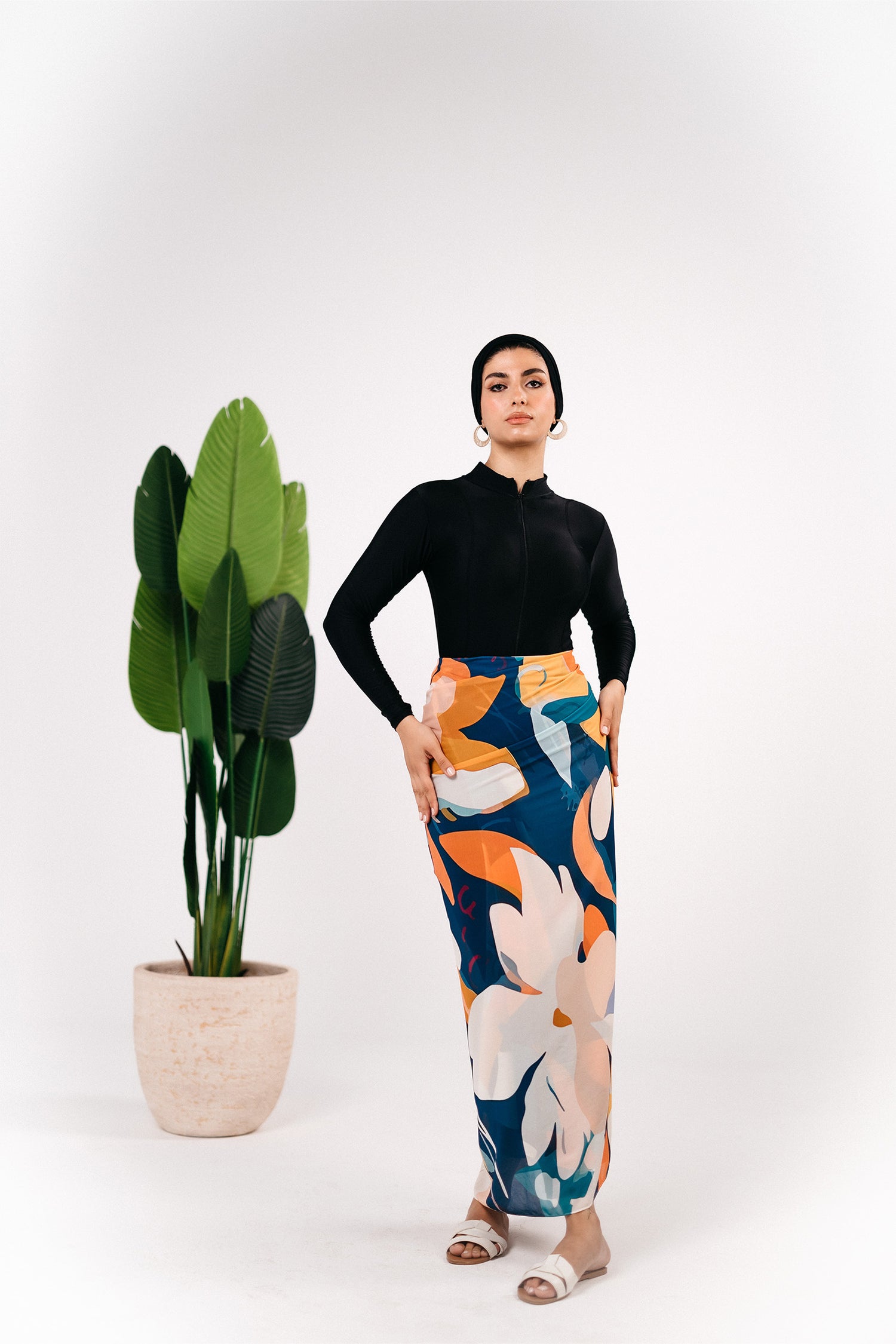 Patterned chiffon cover up