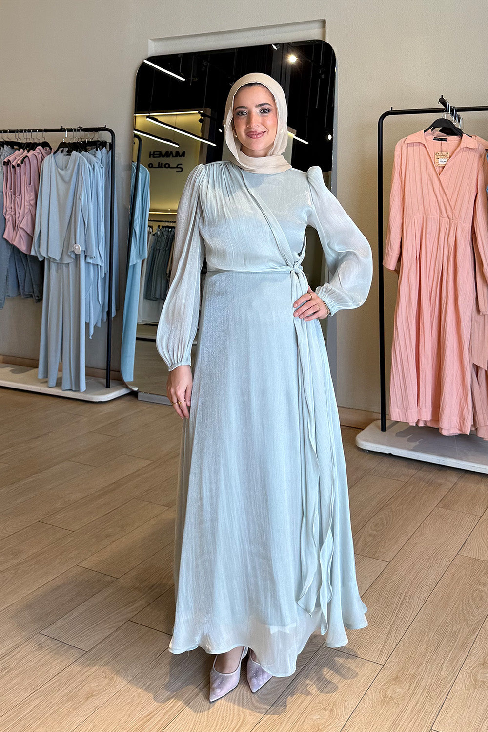 satin wrap dress The Andamane Beige Viscose Casual IT40 Available in sizes XS3XL with inclusive fit options and model fit notes to help select your size Florence Waterfall Dress in Forest