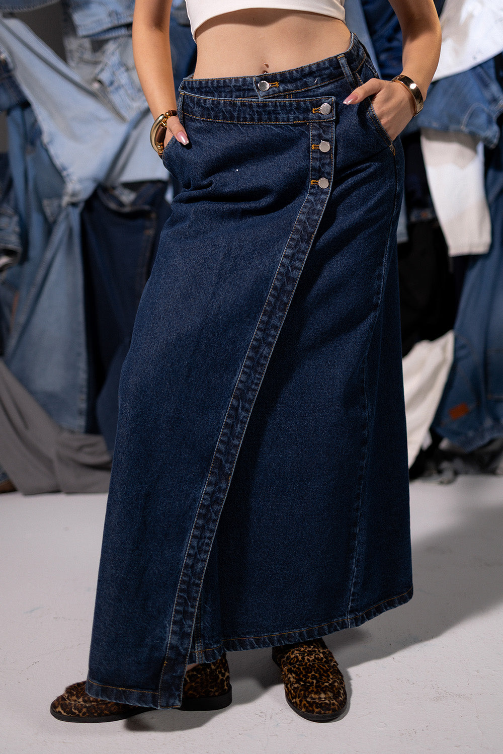 Asymmetrical Denim Maxi Skirt – Mlameh Fashion