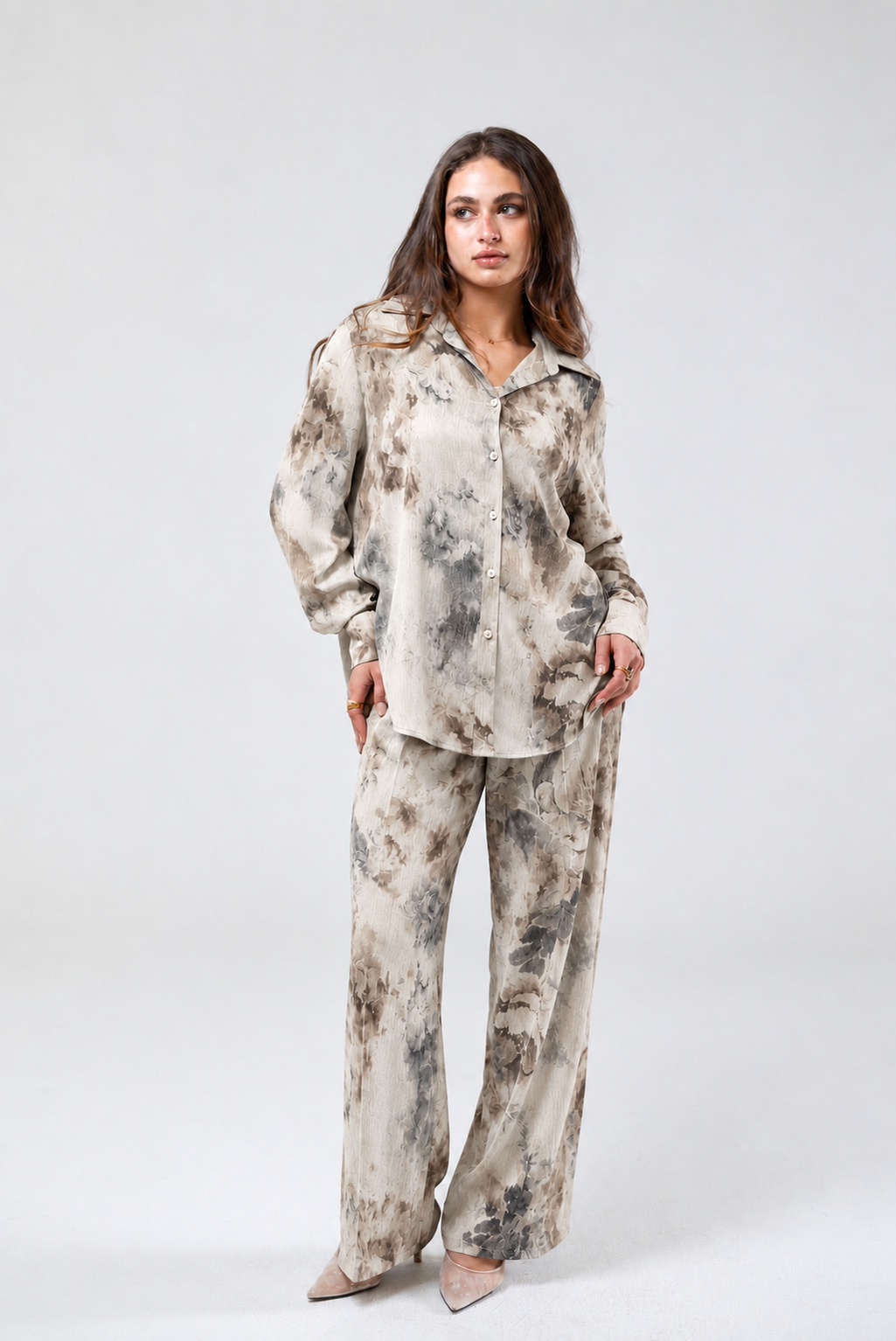 Printed High-Waist Pants