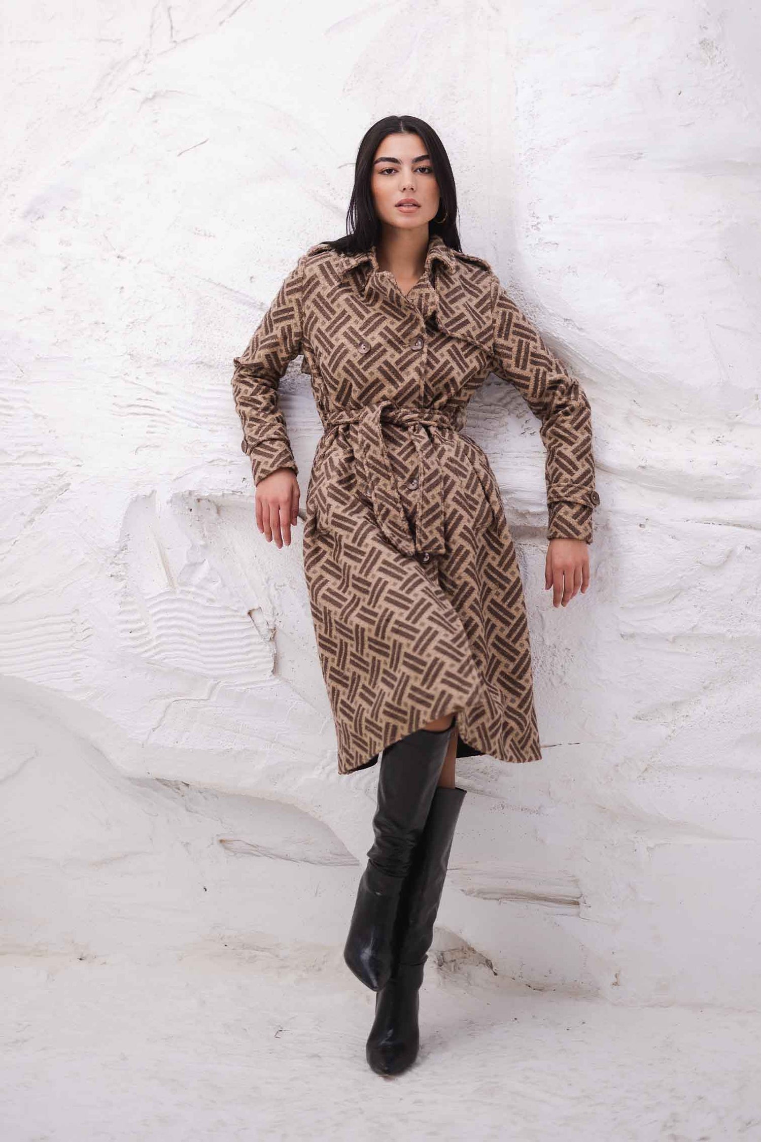 STRIPS WOOLLEN COAT