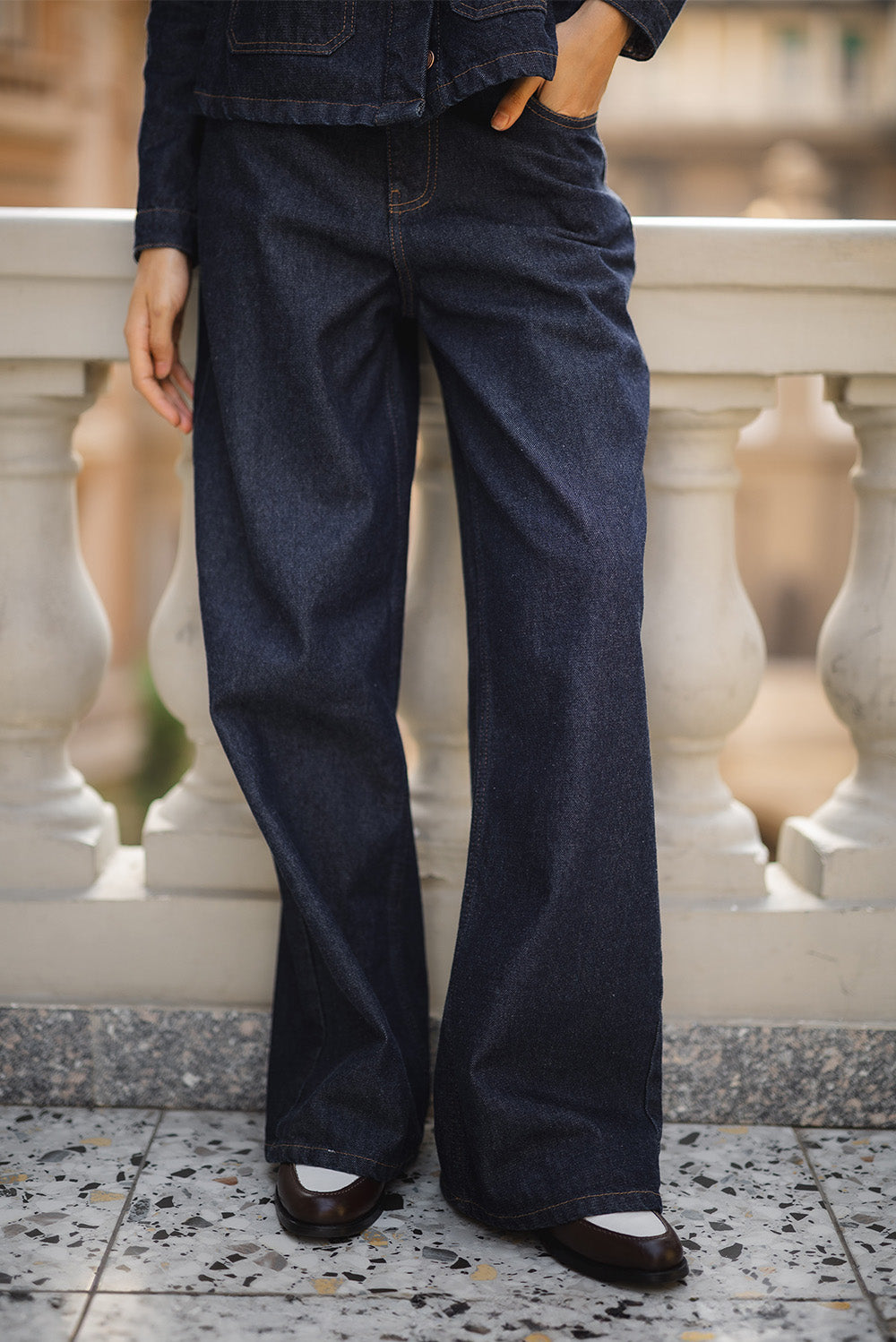 Wide Leg Denim Trouser