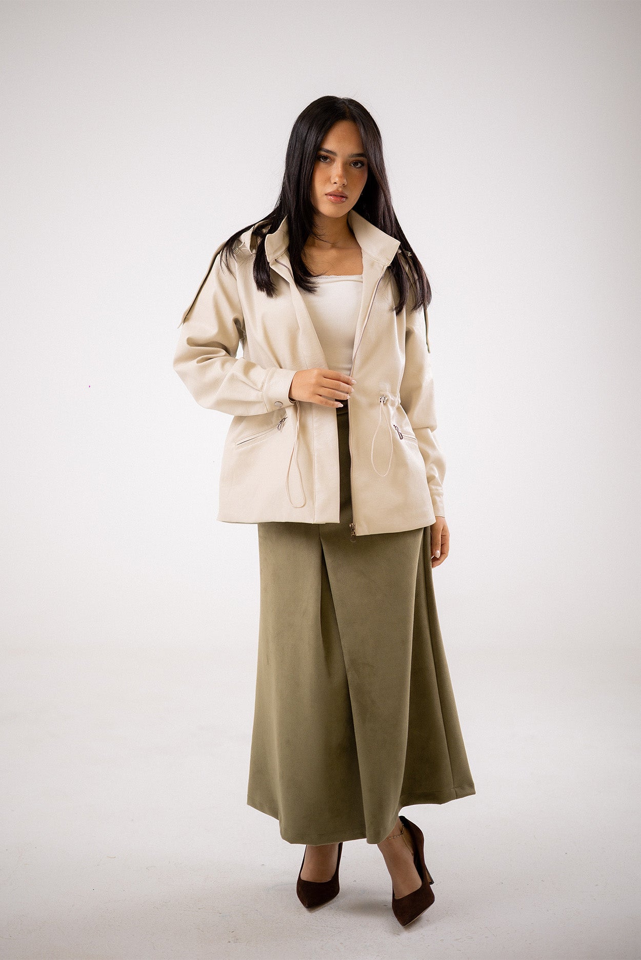 Faux Leather Zip-Up Jacket