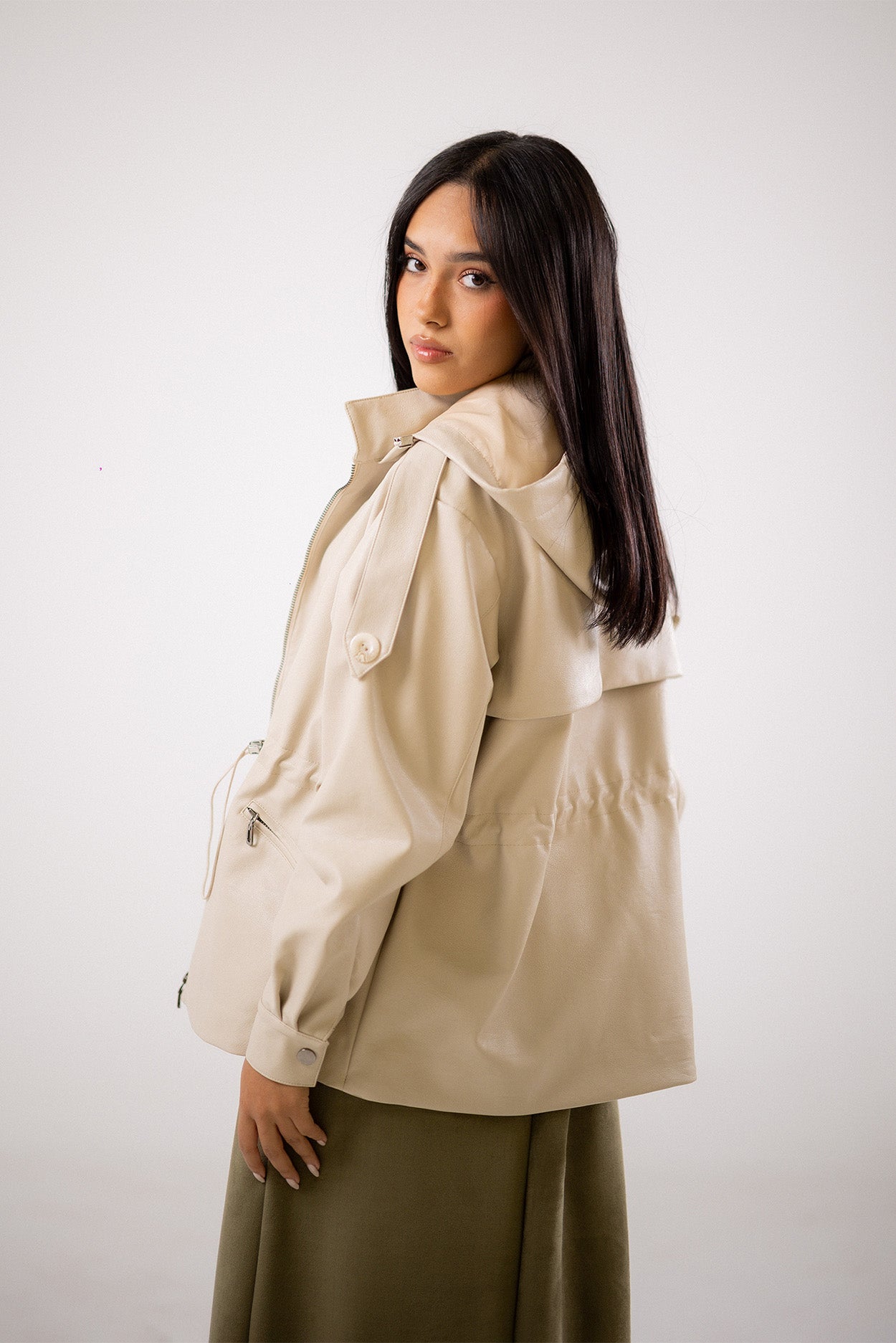 Faux Leather Zip-Up Jacket