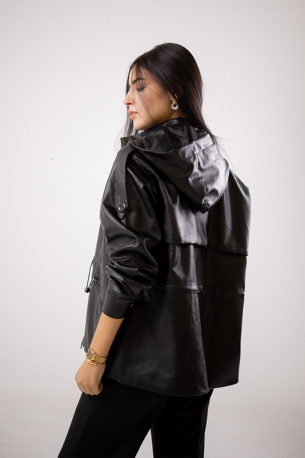 Faux Leather Zip-Up Jacket