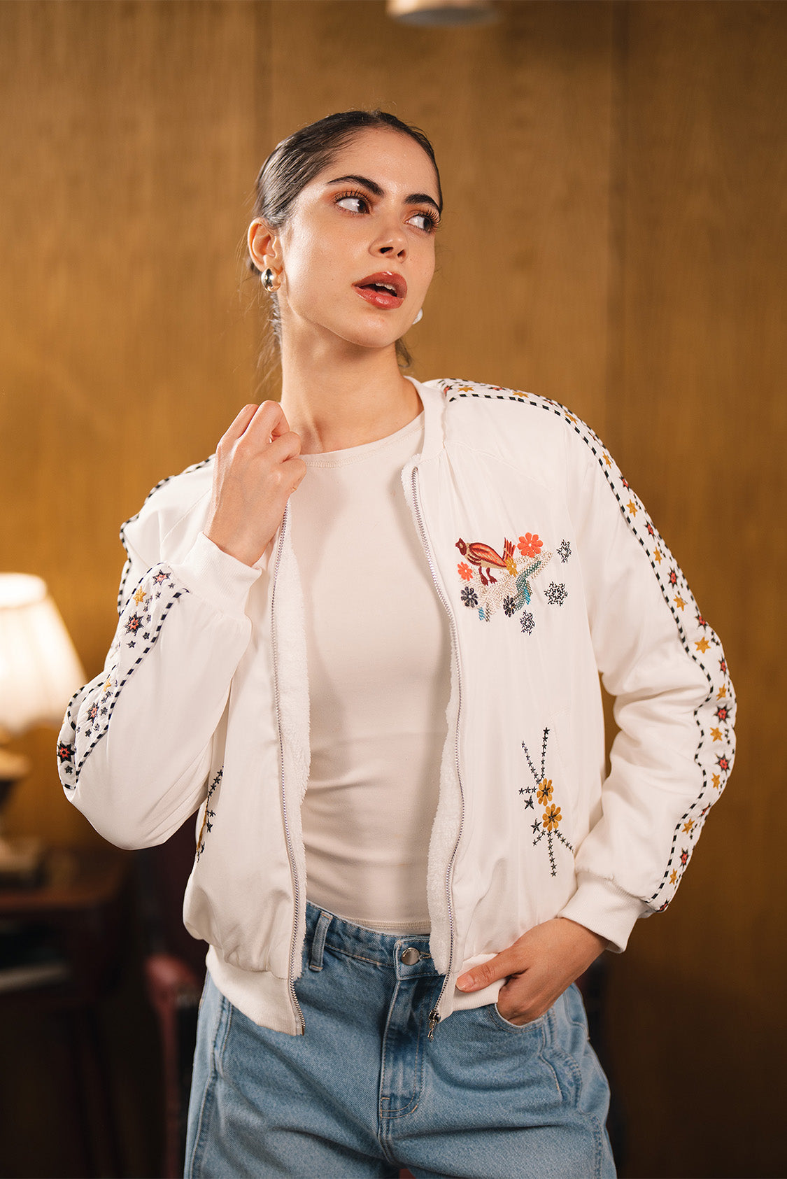 Embroidered Zip Jacket