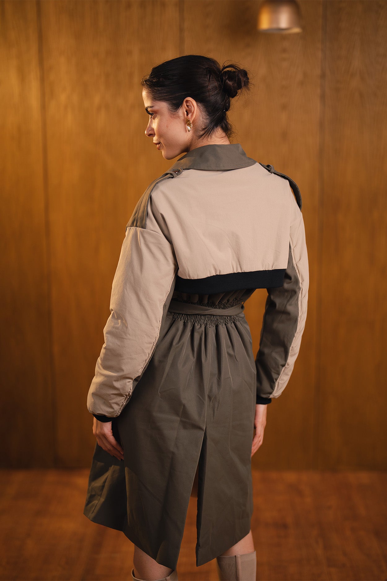 Belted Two-Tone Coat