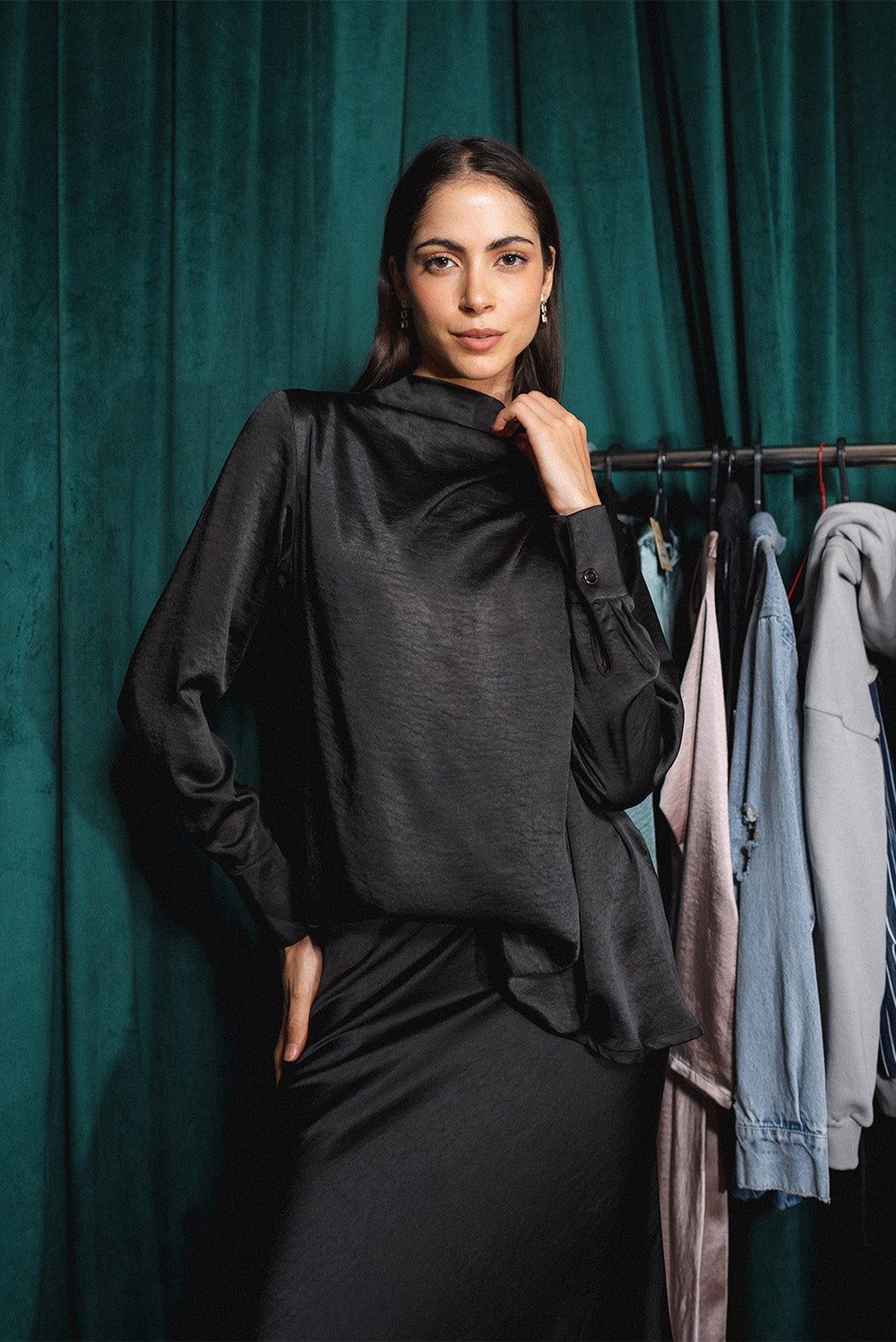 Satin Drape Blouse