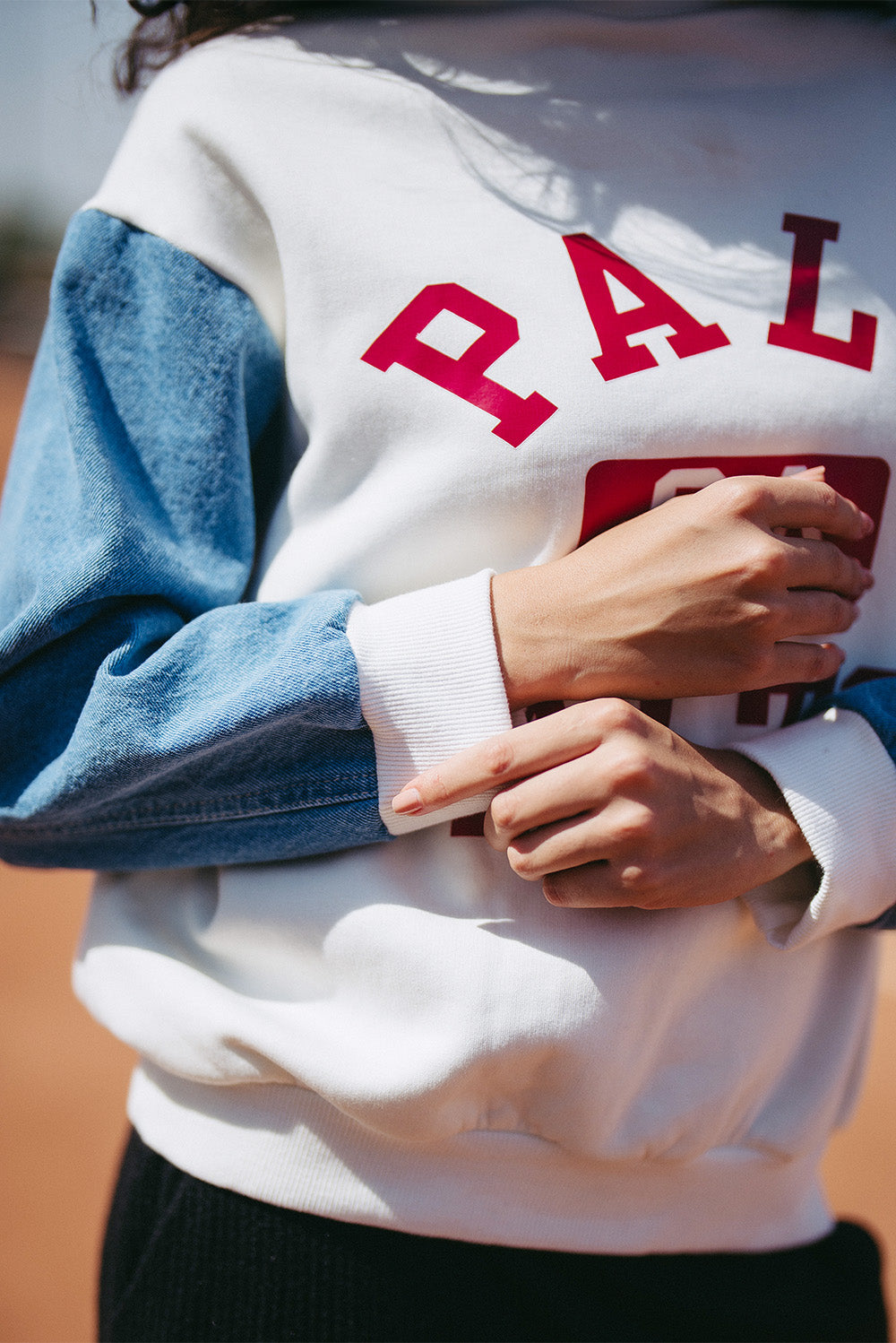 Half Denim Sweatshirt