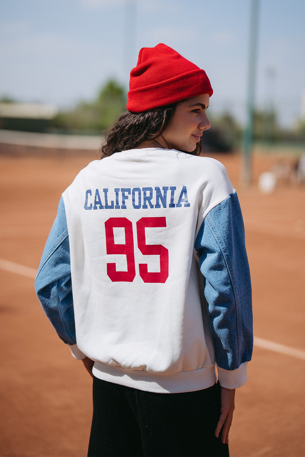 Half Denim Sweatshirt