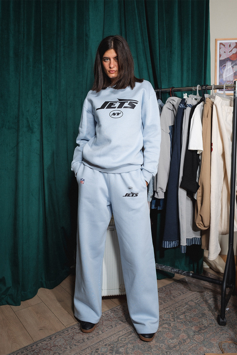 Light Blue Wide-Leg Sweatpants
