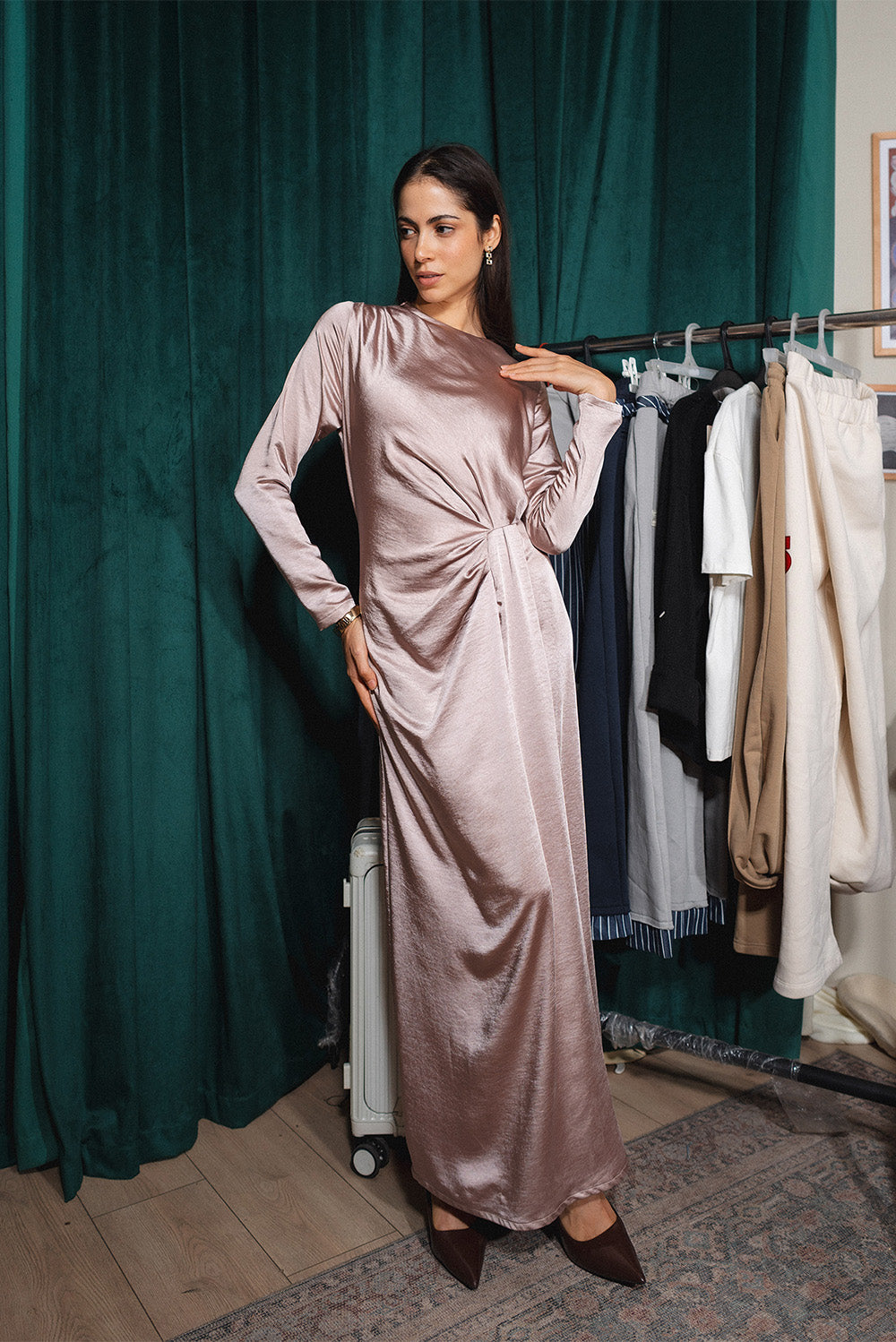 Satin Twist Maxi Dress