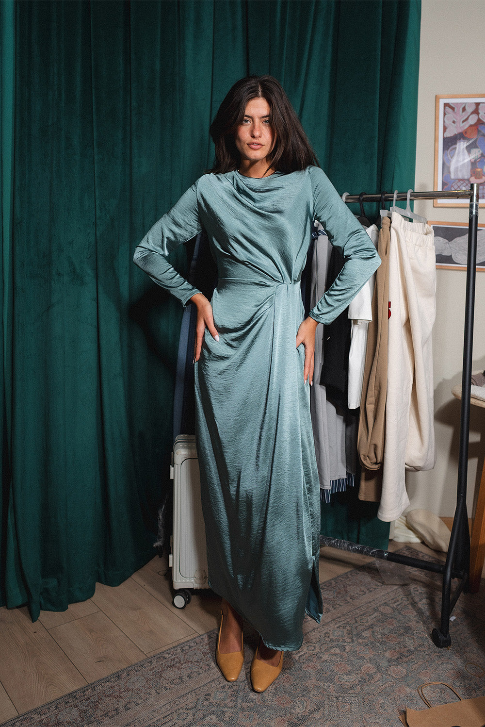 Satin Twist Maxi Dress