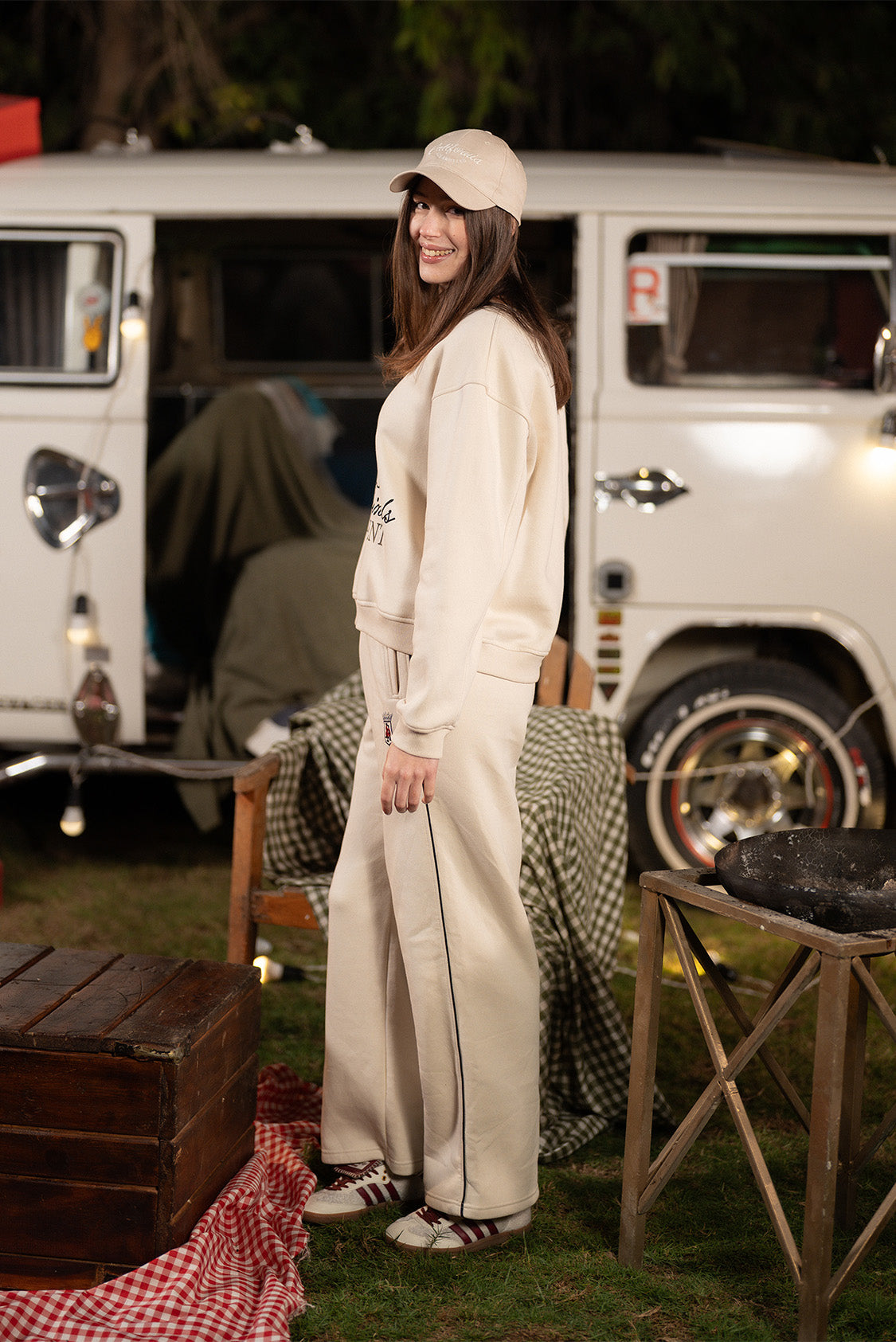 Cream Relaxed Fleece Joggers