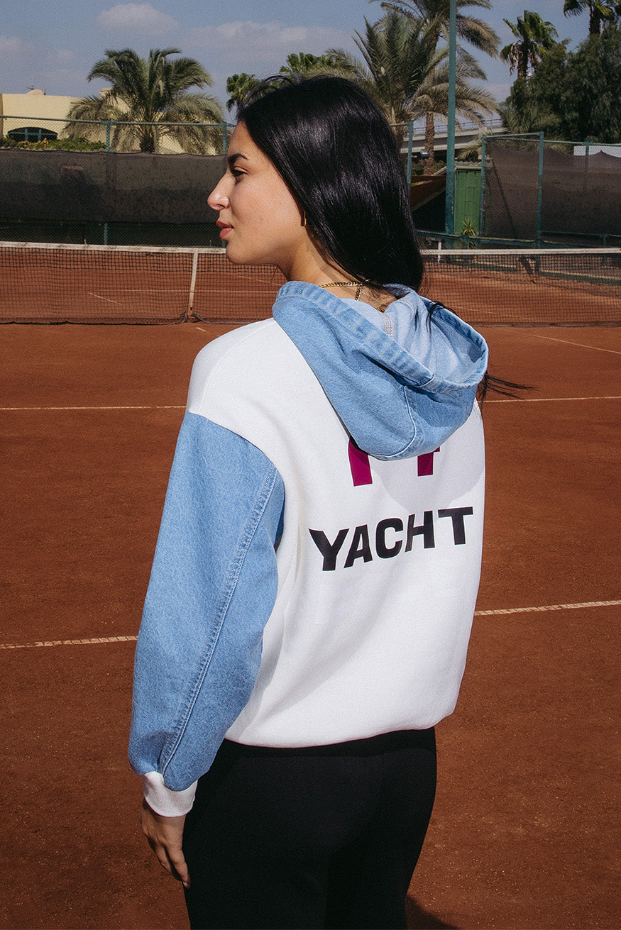 Half Denim Hoodie