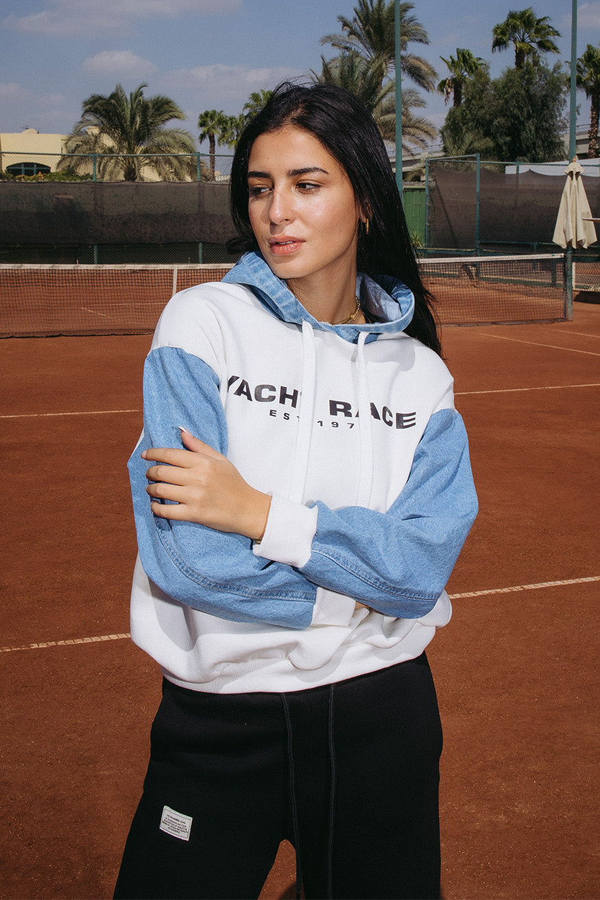 Half Denim Hoodie