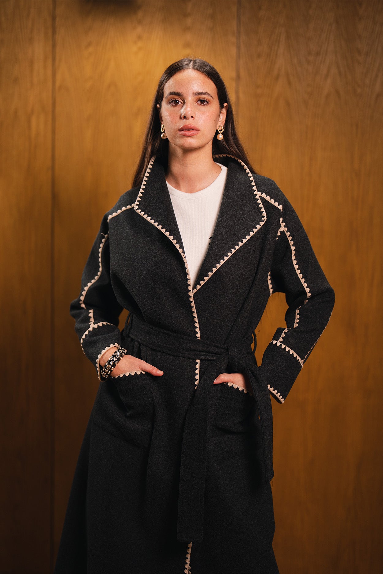 Stitched Belted Coat