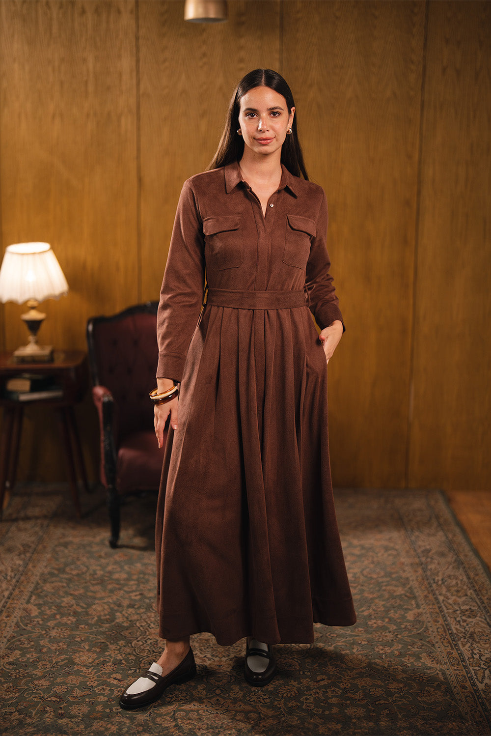 long suede dress Maxi – Mlameh Fashion Add hair piece?:Yes Please! This suede flower top description_notags_loaded Women's Genuine Leather Dress,