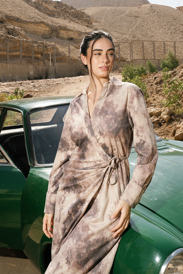 Tie-Dye Wrap Shirt Dress