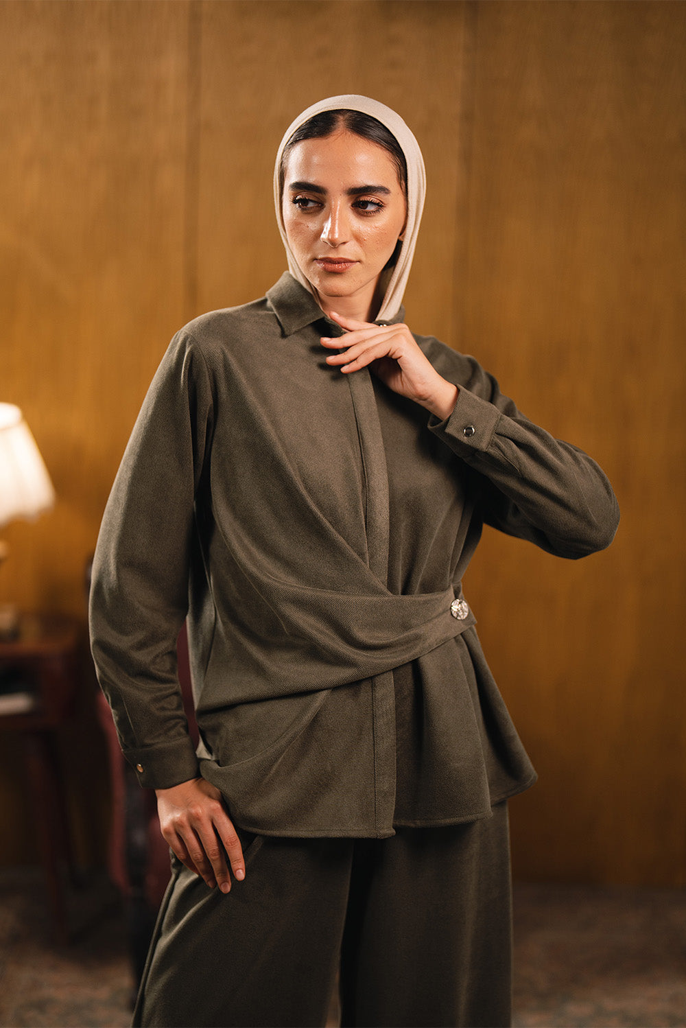 Drape-Wrap Tunic Top