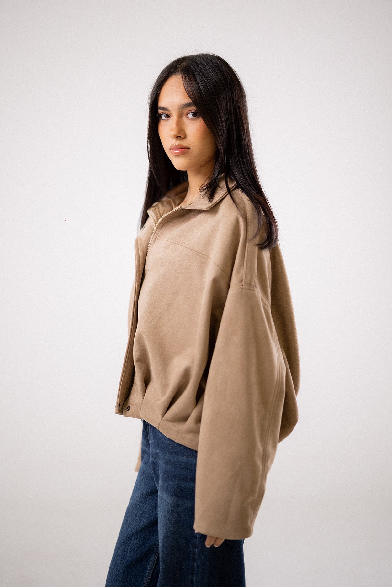 Oversized Suede Bomber