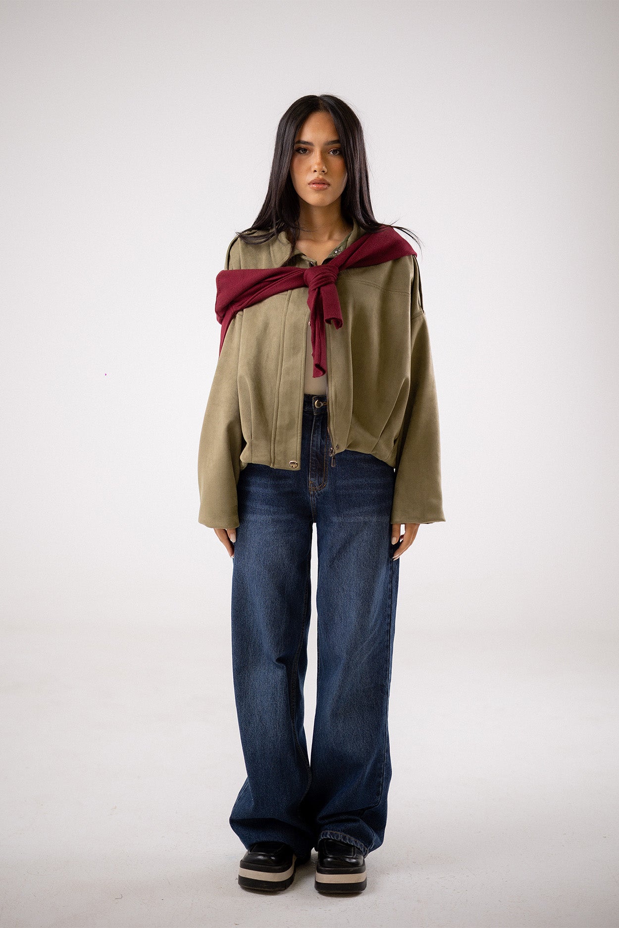 Oversized Suede Bomber