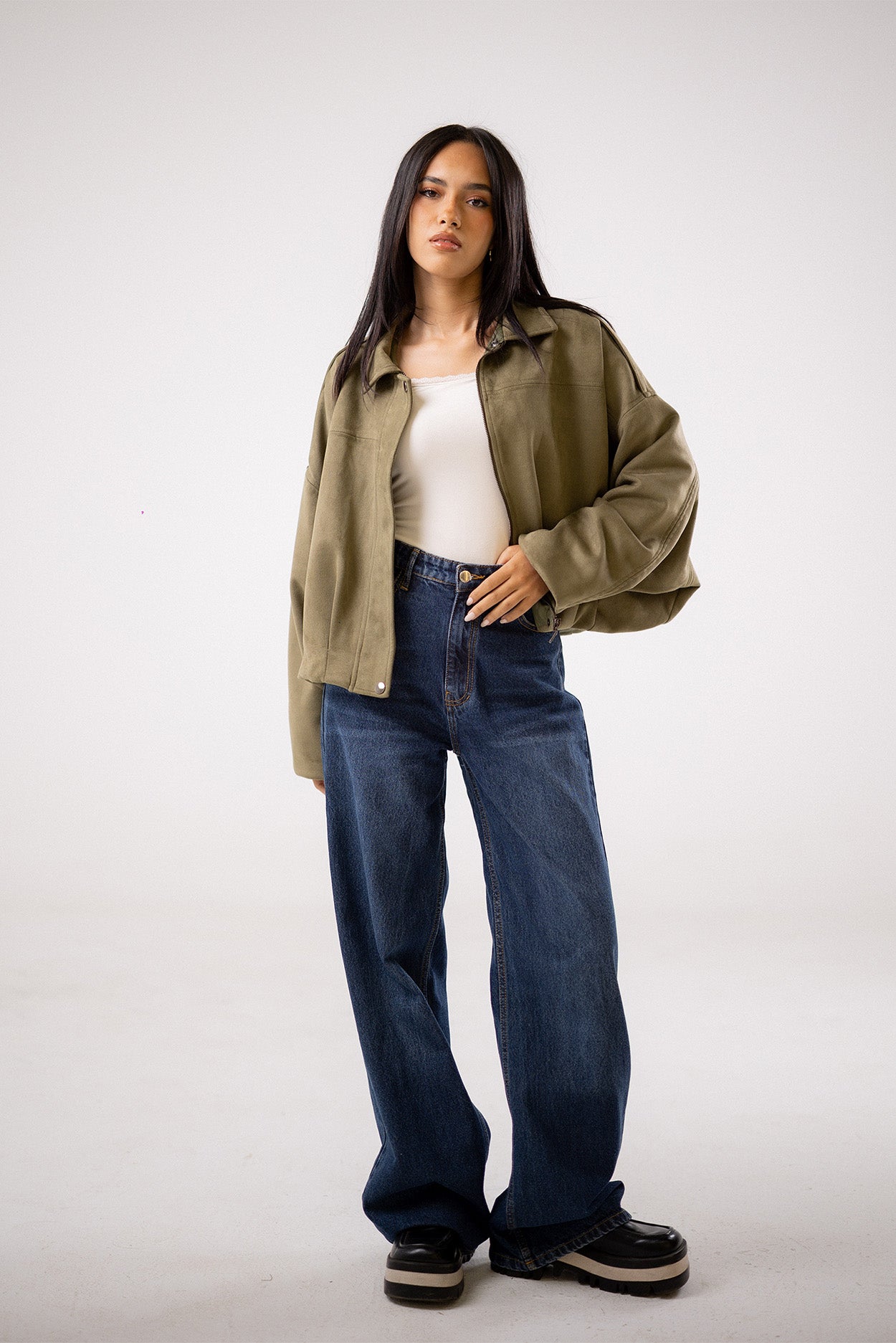 Oversized Suede Bomber