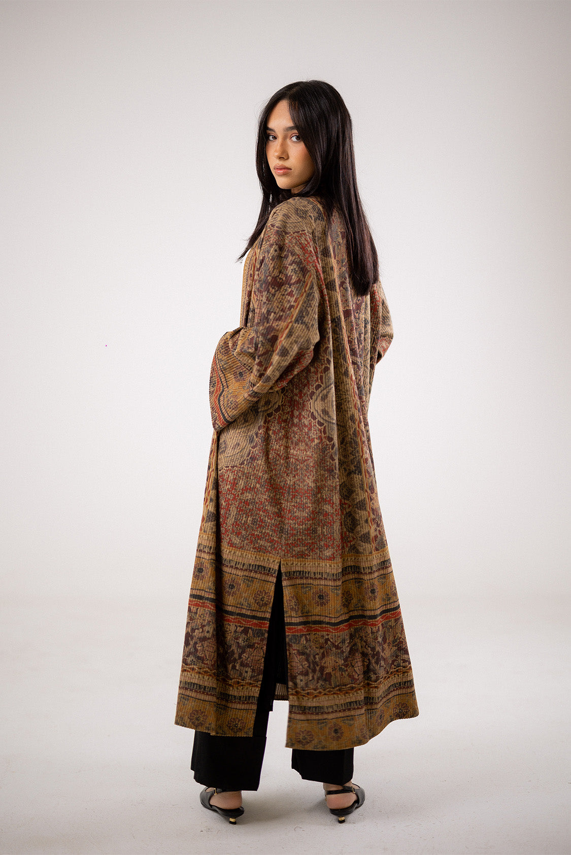 Earth-Tone Patterned Kimono