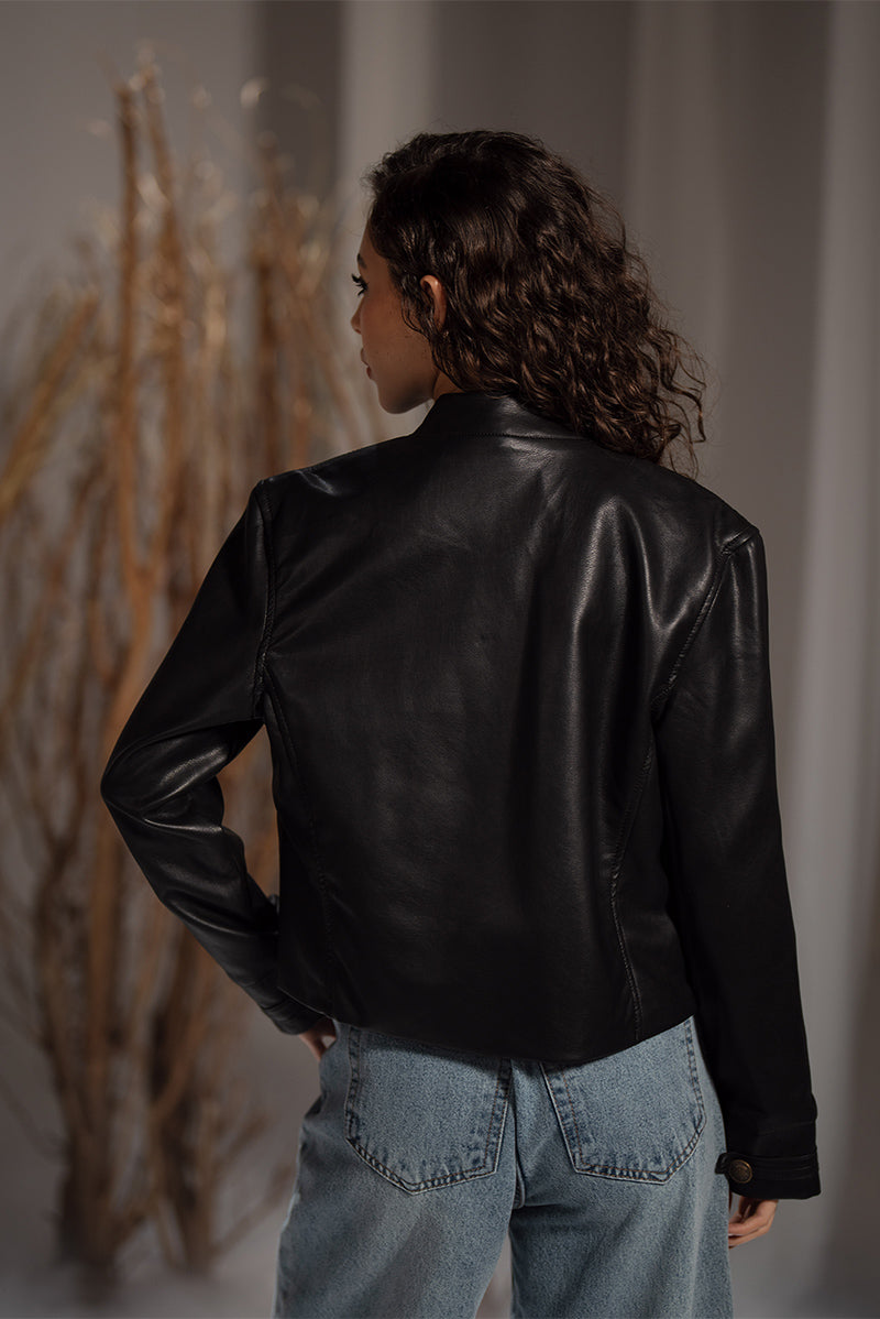 Military leather jacket