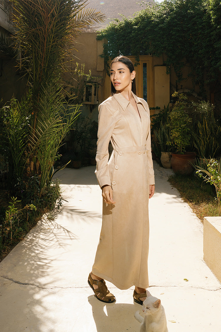 Buttoned suede Dress