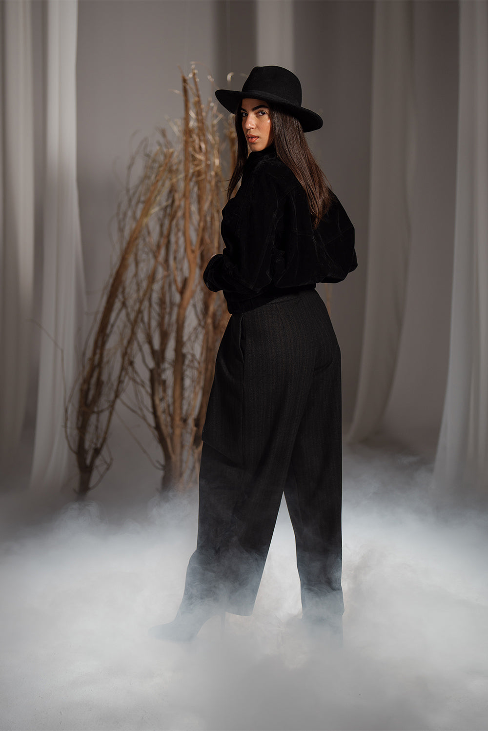 Wide-Leg Striped Pants