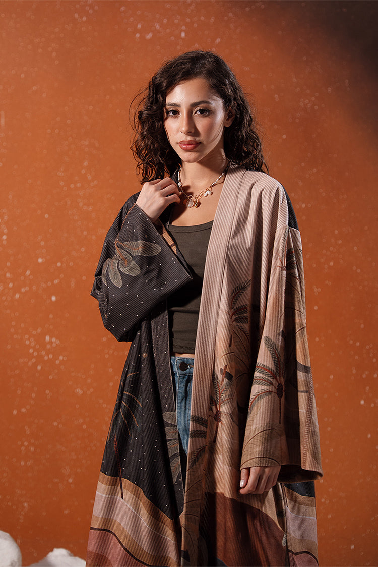 Patterned Long Kimono