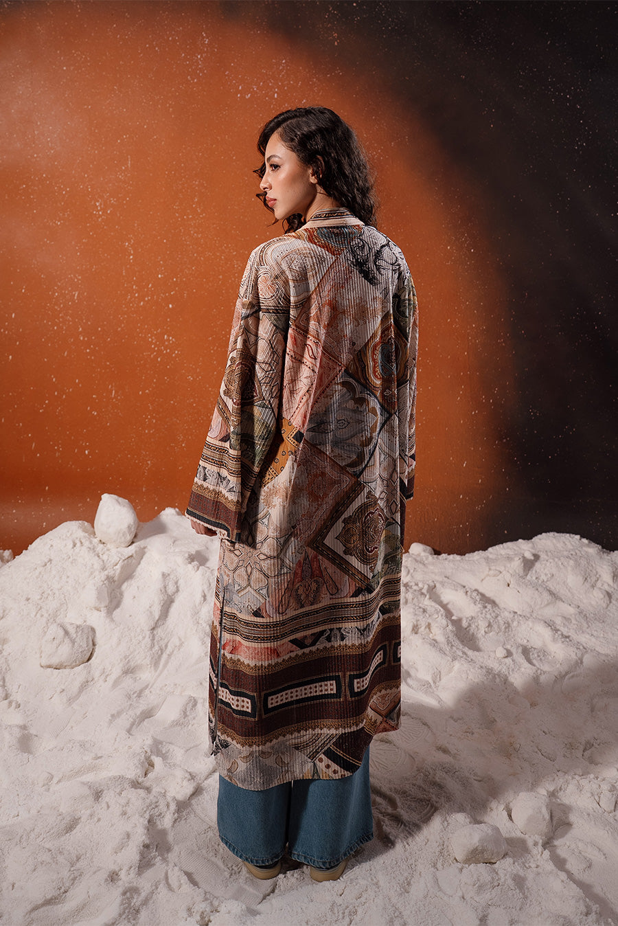 Patterned Long Cardigan
