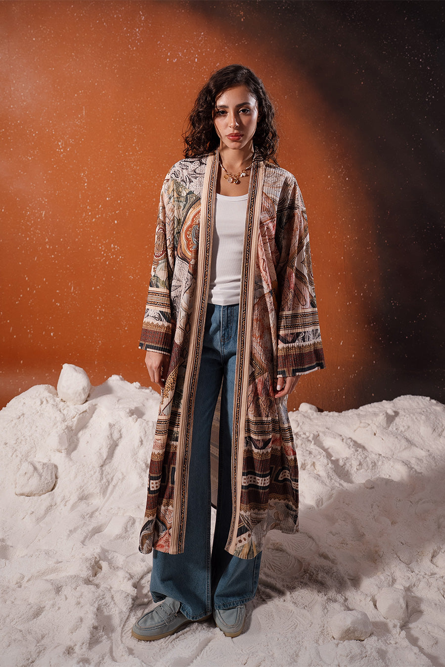 Patterned Long Cardigan