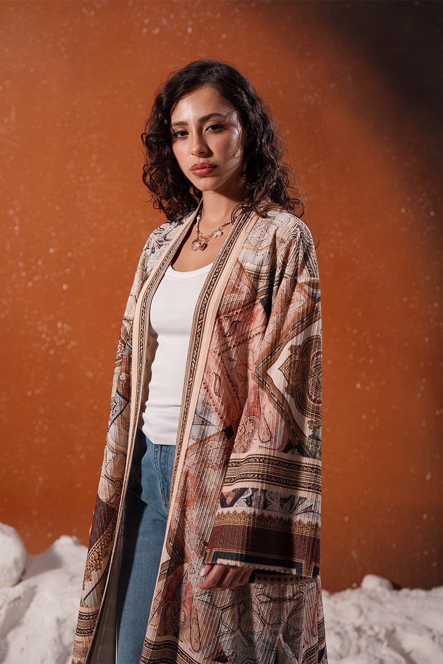 Patterned Long Cardigan