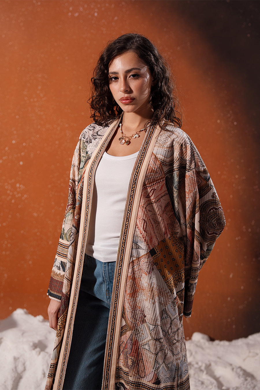 Patterned Long Cardigan