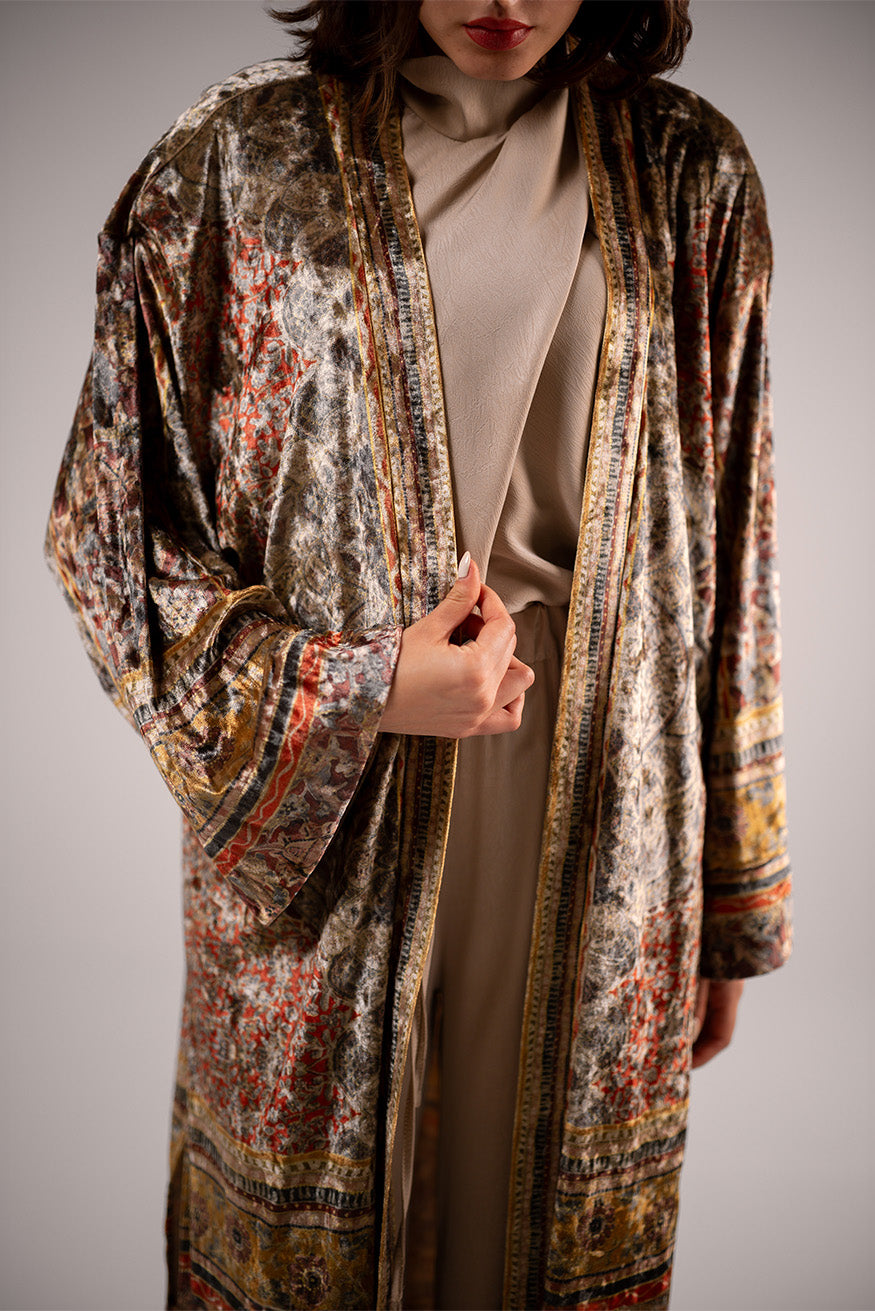 Embroidered Velvet Kimono