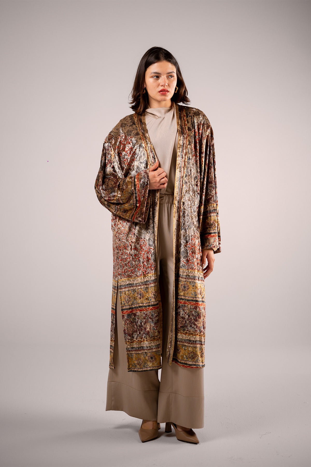 Embroidered Velvet Kimono