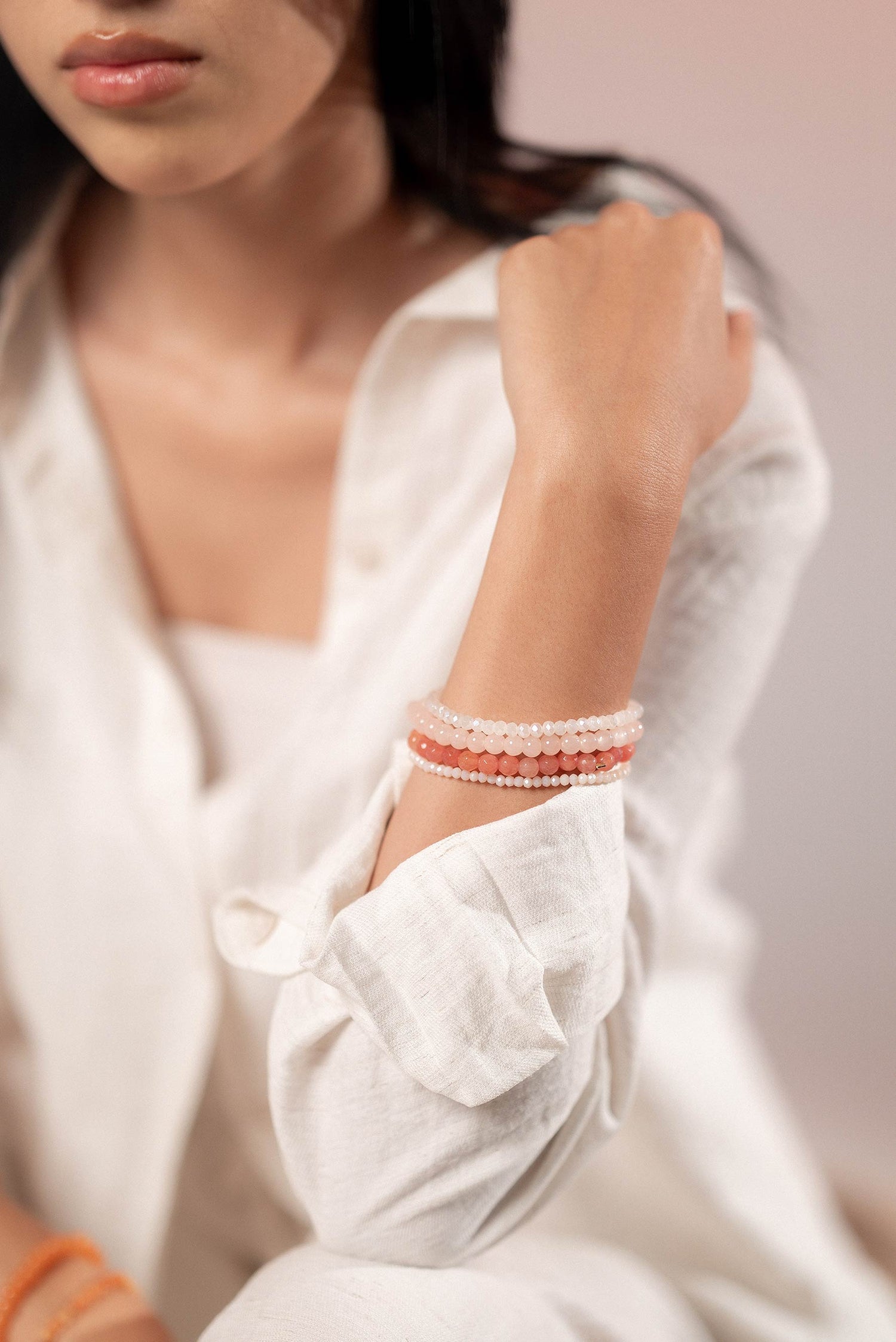 Handmade mandarin crystal stack bracelet