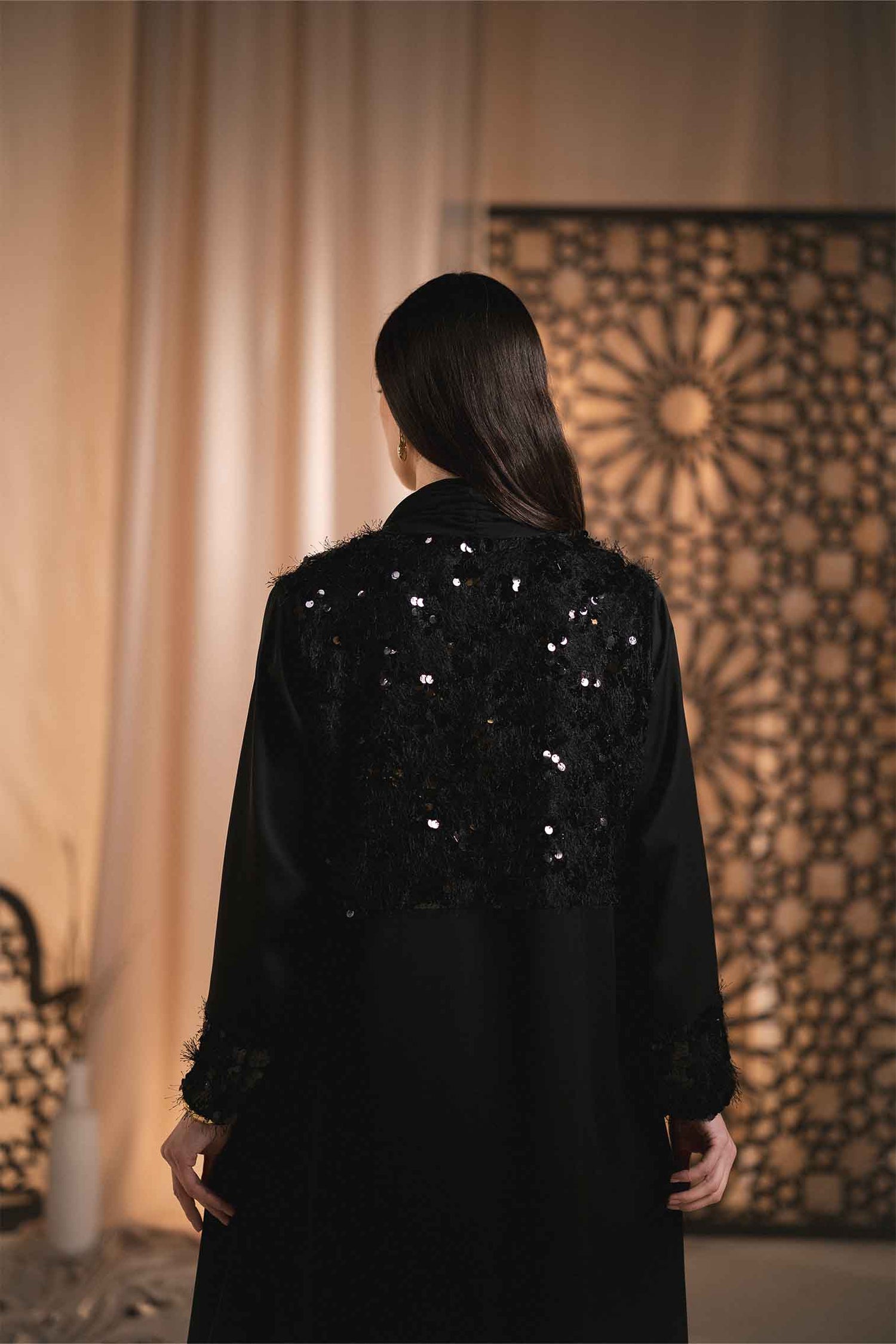 SEQUINS SILK ABAYA