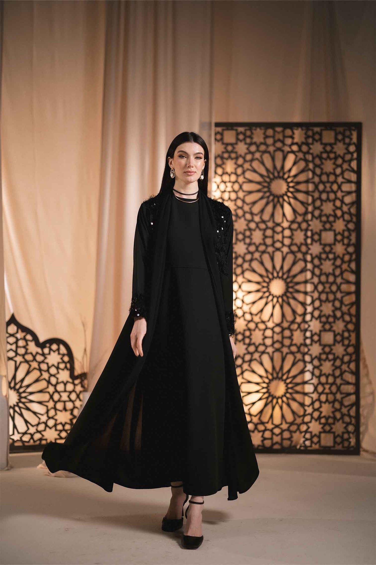 SEQUINS SILK ABAYA