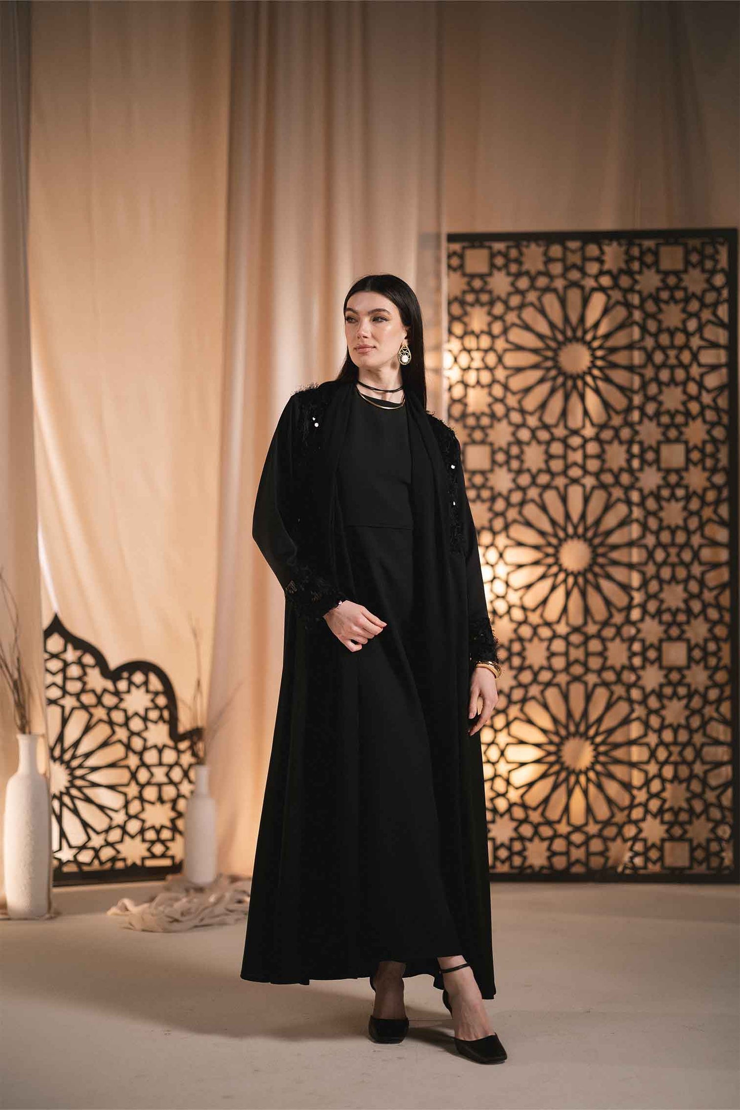 SEQUINS SILK ABAYA