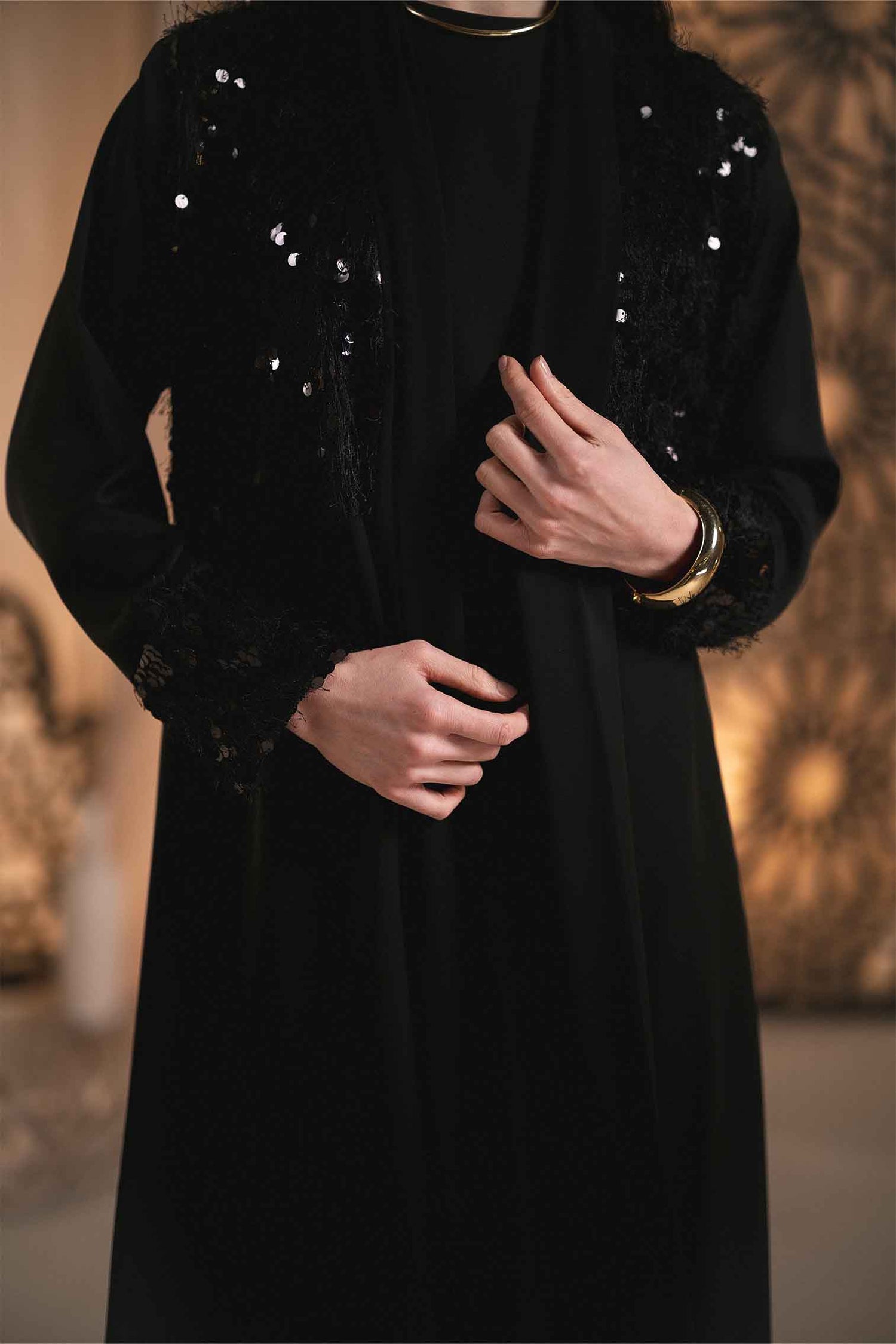 SEQUINS SILK ABAYA