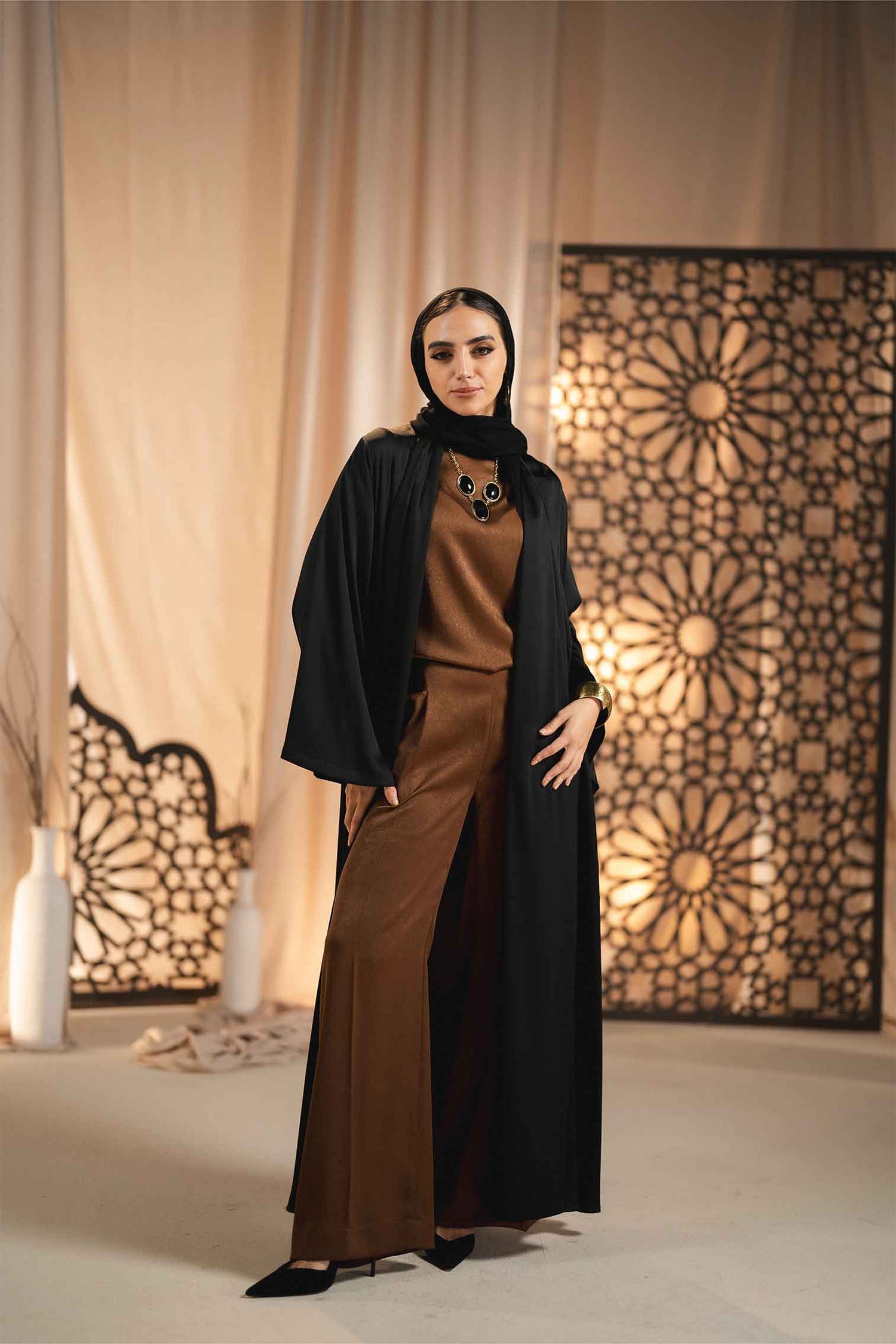 OPEN SILK ABAYA