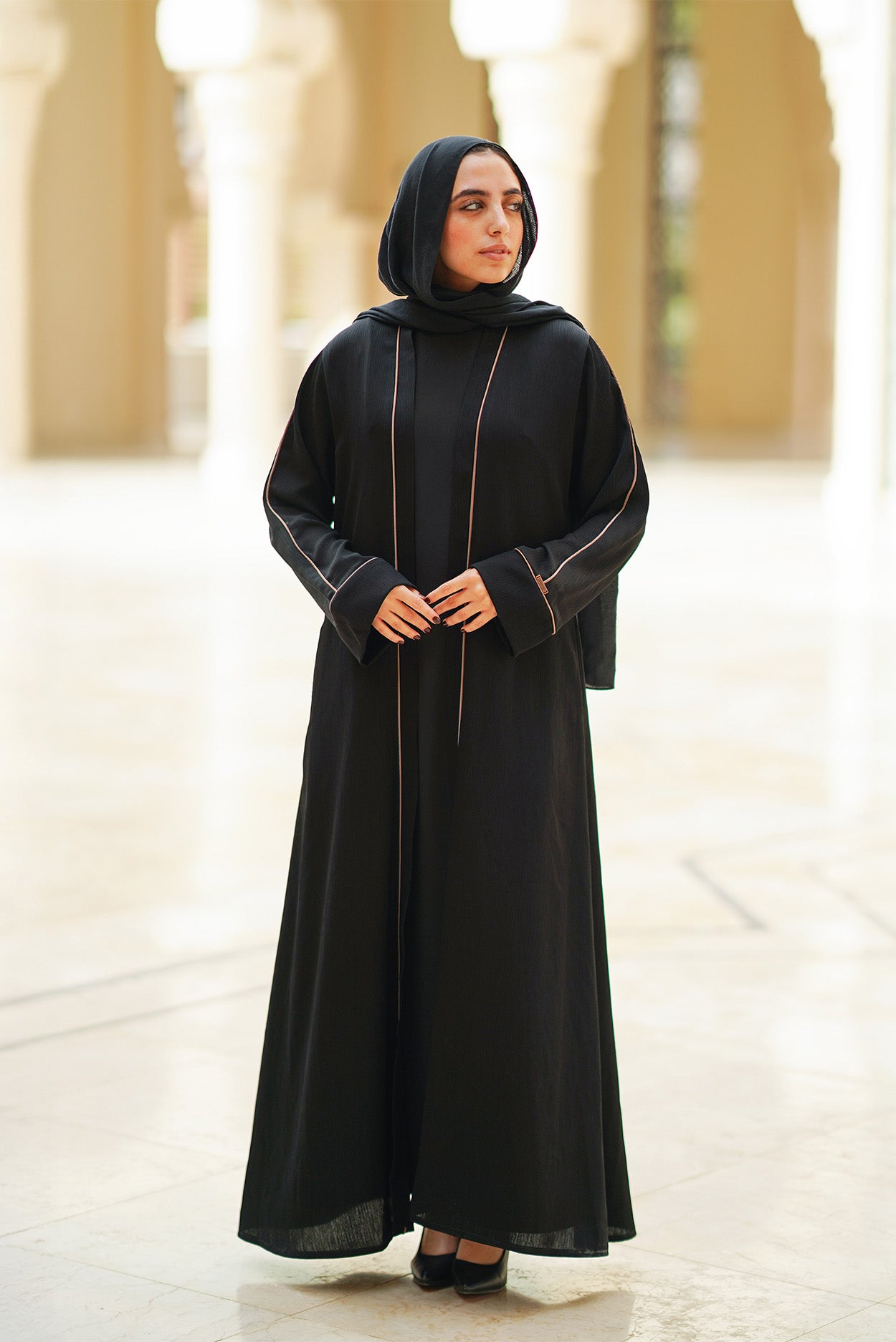 Textured Belted Abaya
