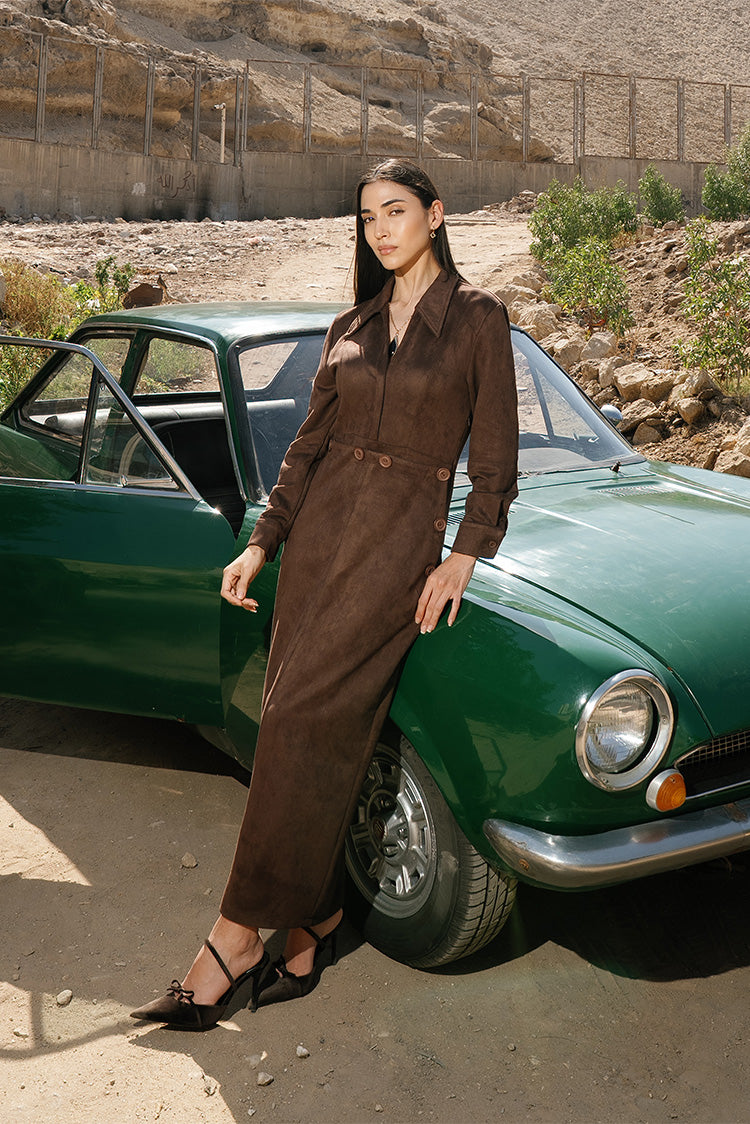 Buttoned suede Dress